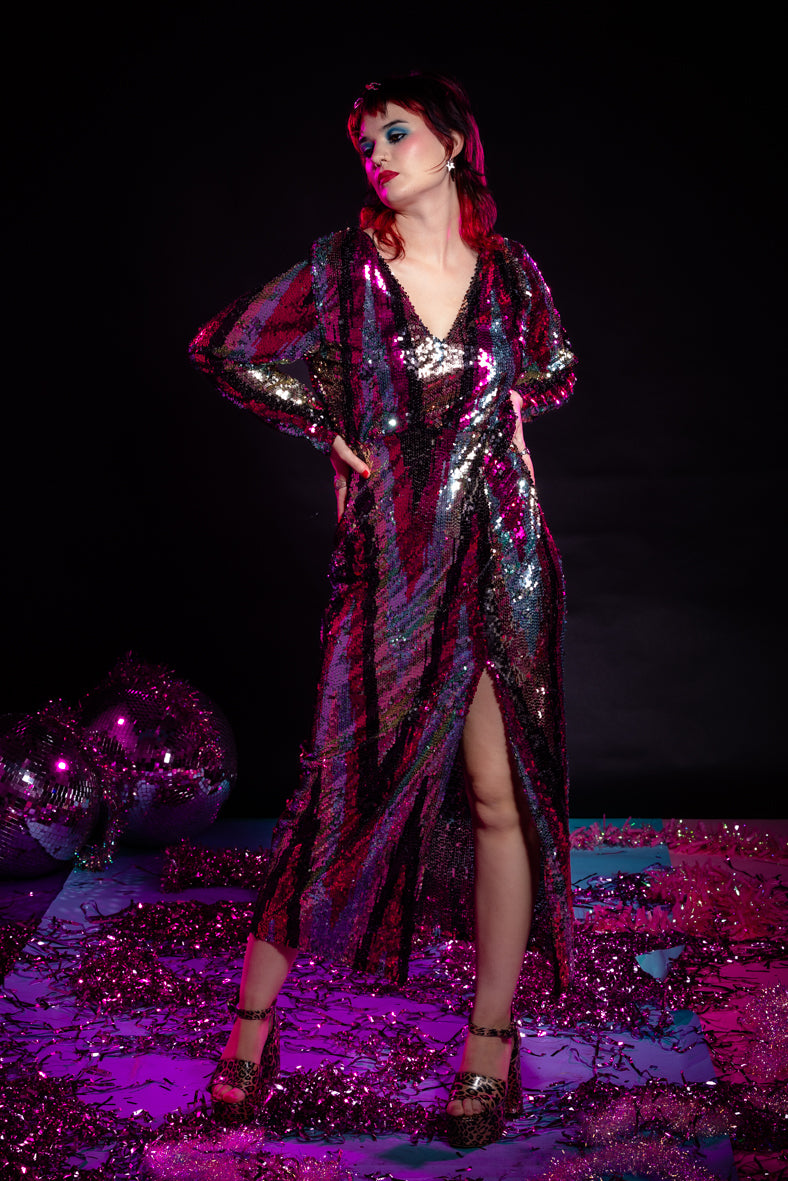 Pink and Silver Ziggy Sequin Villanelle Maxi Dress – Isolated Heroes