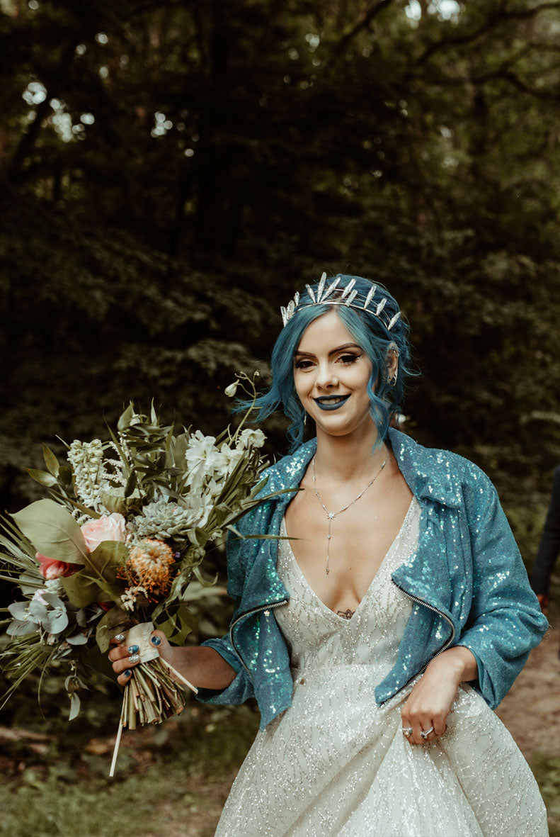 Customised Sequin Bridal Biker Isolated Heroes