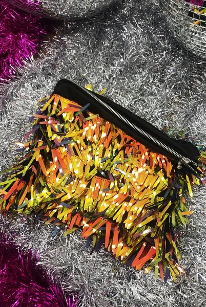 Flaming Fire Sequin Clutch Bag