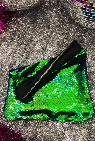 Mermaid Green Sequin Clutch Bag